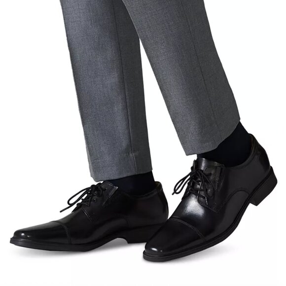 Clarks Tilden Cap Toe Oxford Black Leather Mens Shoes Size 7.5 Wide main image 5